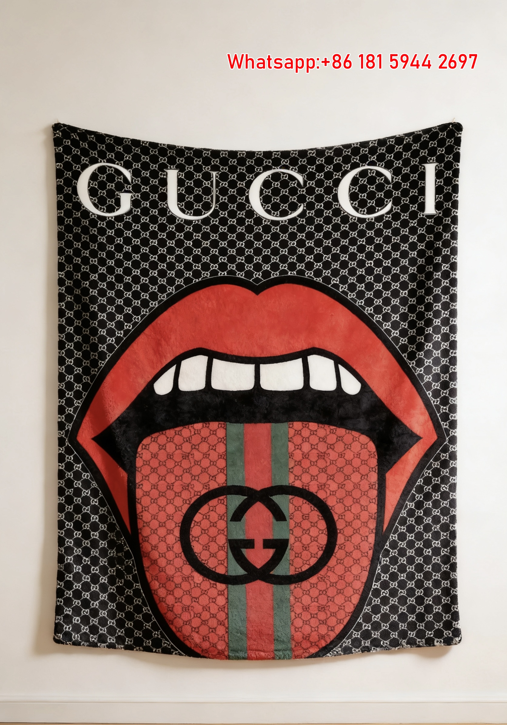 Gucci Lips Monogram Throw Blanket Iconic Gucci Lips Wall Tapestry IMG_2873
